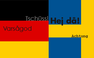 Tysk-svenskt språkbyte. Illustration: Berlinow.com